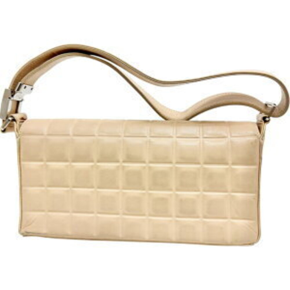 Chanel Bag Chocobar Beige Leather Hobo Shoulder Tan One